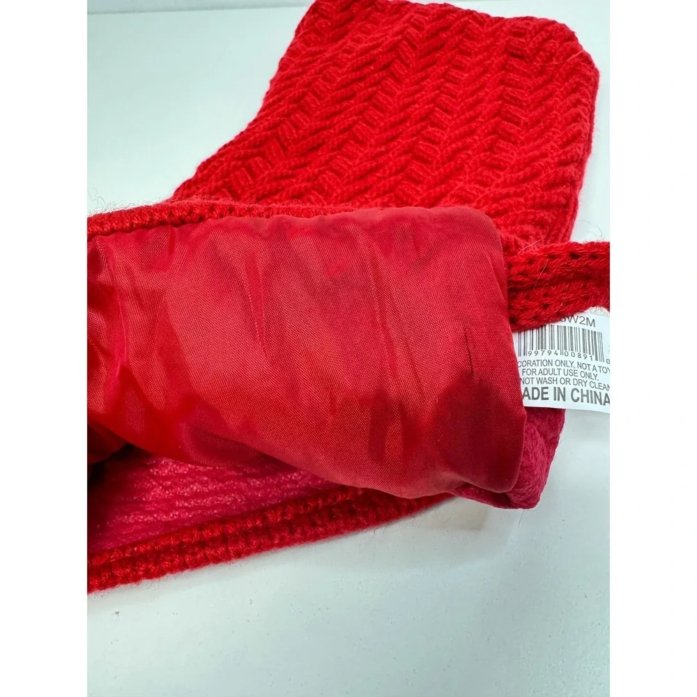 Holiday‎ Time Red Knit Christmas Stocking M Monogram 18